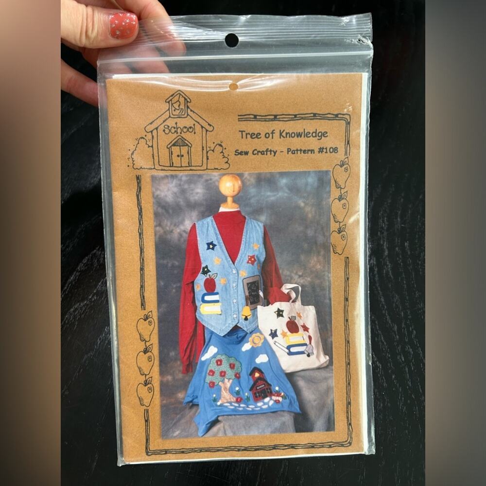 Teacher sewing project patterns - bag dress patches tree of knowledge